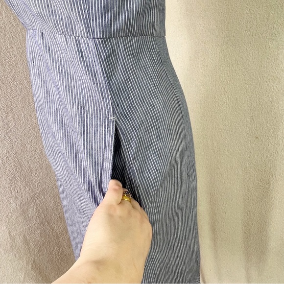 MaxMara Weekend Blue & White Striped Linen & Cotton Lightweight Dress UK 10 - Picture 7 of 11